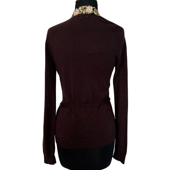 Cache Cashmere Blend Elaborate Embellished Trim + Belt Shrug Top New $128 NWT - Picture 6 of 6